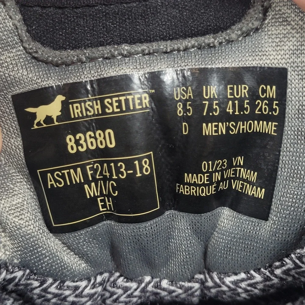 Irish Setter Work Boots Men 8.5 Black Kasota 83680 Waterproof Safety Toe Vibram